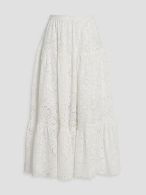 Erdem Cotton-blend crocheted lace midi skirt