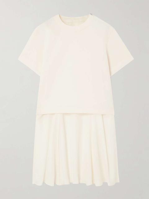 Layered canvas and chiffon T-shirt White