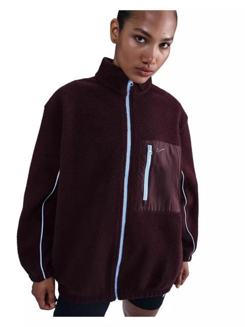 Nike Women's Sportswear Full-Zip High-Pile Fleece Jacket -Burgundy