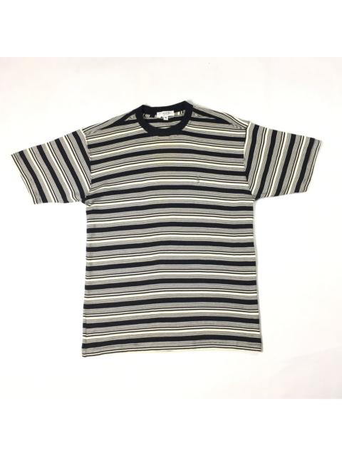 Vintage YSL Yves Saint Laurent Stripe Embroidery Logo Tshirt