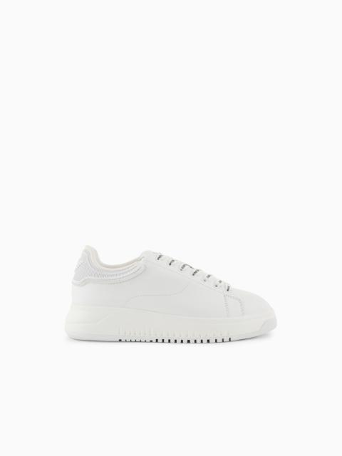 EMPORIO ARMANI Leather sneakers with rubber backs
