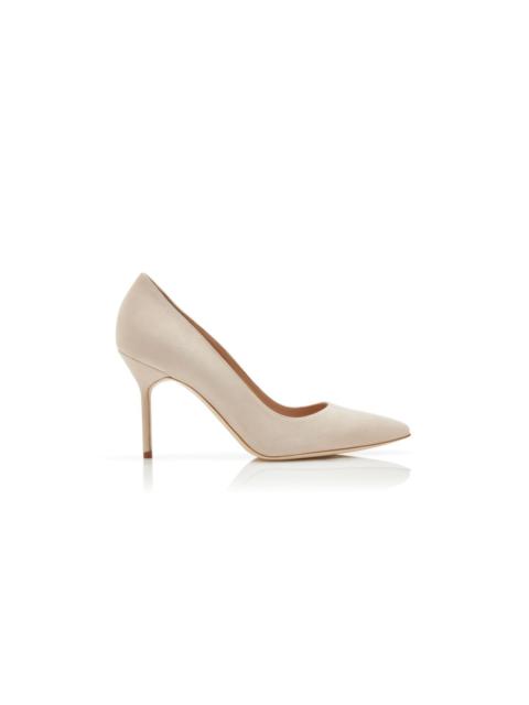 Manolo Blahnik Light Beige Suede Pointed Toe Pumps