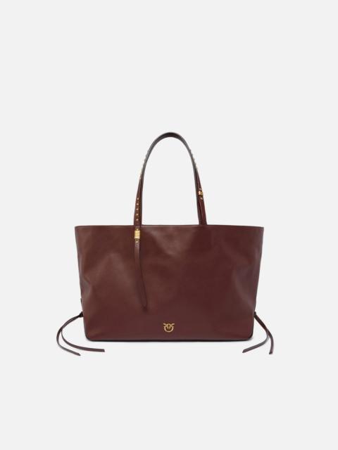 PINKO MEDIUM LEATHER SHOPPER BAG WITH METAL DETAILS