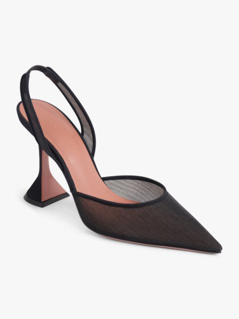Amina Muaddi HOLI MESH 95MM POINTED SLINGBACK | BLACK