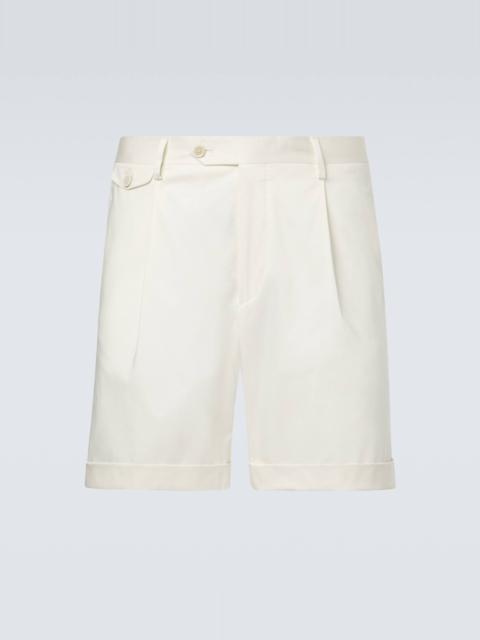 LARDINI Pleated cotton-blend Bermuda shorts