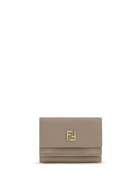 FENDI Fendi FF Mini Trifold Leather Wallet Taupe