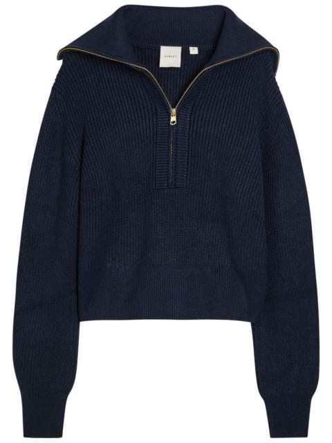 VARLEY Varley Maura Ribbed Half-zip Knit Sweatshirt