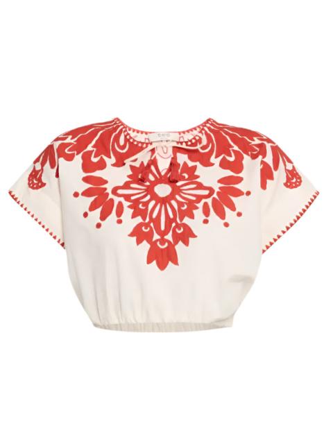 Sea Lilana Applique Top in Red