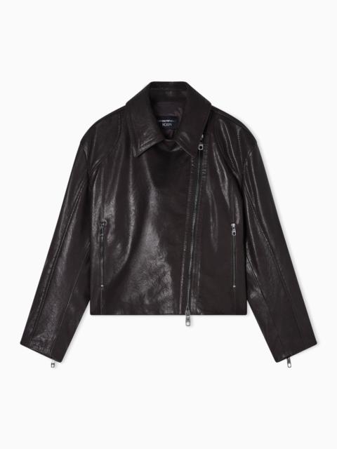EMPORIO ARMANI ASV OVERSIZED BIKER JACKET IN VEGETABLE-TANNED NAPPA LAMBSKIN