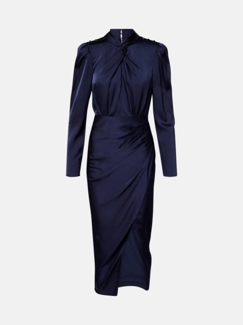 self-portrait Draped satin midi dress