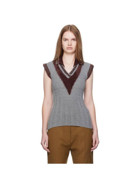 Kiko Kostadinov Gray & Brown Quimby Sleeveless Polo