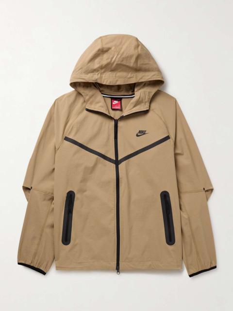 Tech Logo-Print Stretch-Nylon Hooded Jacket
