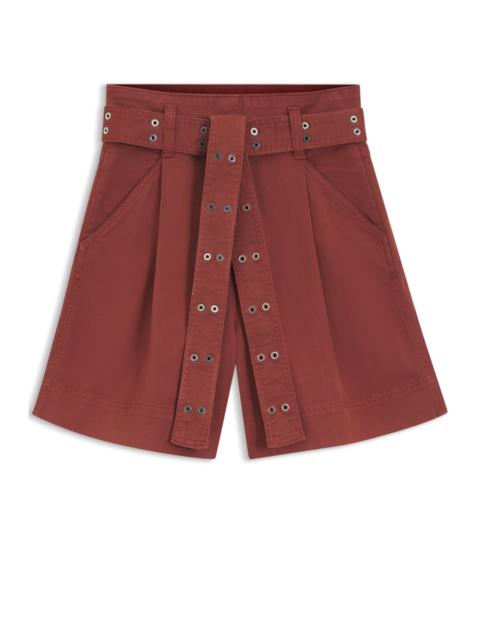 BOSS EYELET-BELT SHORTS IN STRETCH COTTON