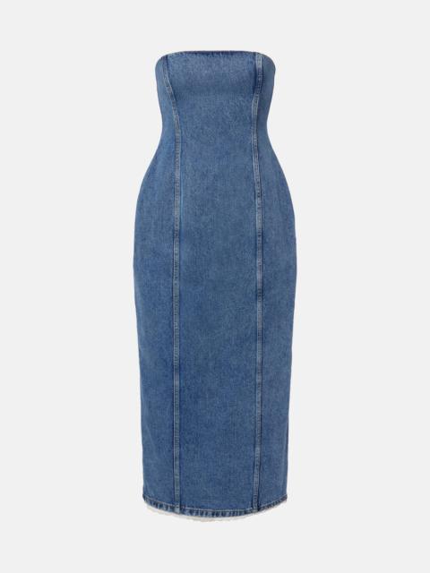 MAGDA BUTRYM Crochet-trimmed denim midi dress