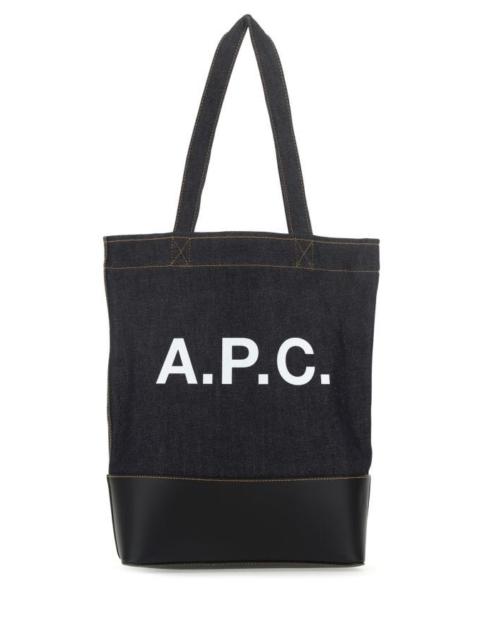 A.P.C. A.P.C. Man Blue Denim And Leather Shopping Bag