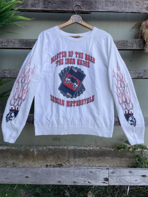 Other Designers Skulls - 💥Vintage Indian Motorcycle Skull Fire Design Long Sleeve