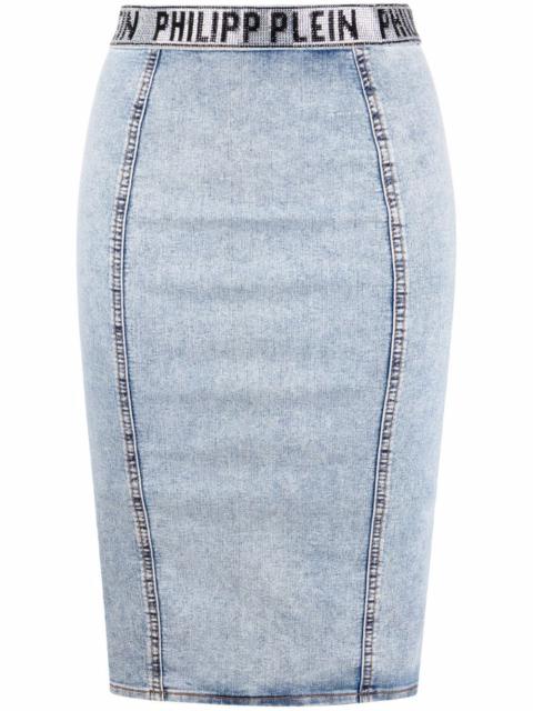 PHILIPP PLEIN Stones denim skirt