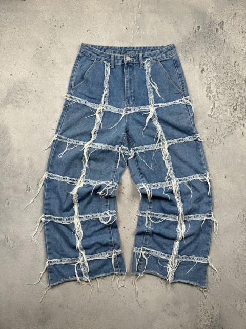Other Designers If Six Was Nine - Avant-Garde Deconstructed Denim Pants Raw Fringe Detailing