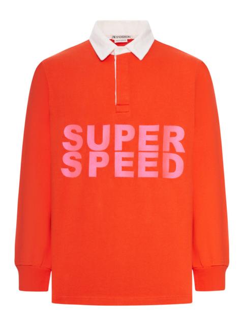 Other Designers J.W.Anderson Men Mens "Super Speed" Rugby Polo Top In Bright Red