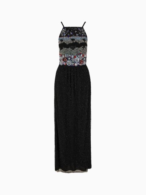 GIORGIO ARMANI Long dress with multicoloured embroidery
