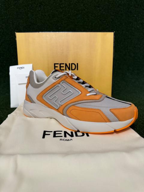 FENDI Fendi Faster sneakers made of orange nubuck leather with beige tech fabric details and 3D rubber FF 
