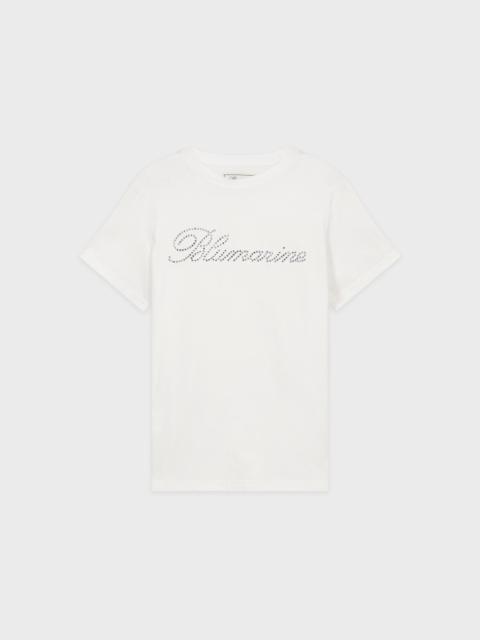 Blumarine JERSEY T-SHIRT WITH RHINESTONES LOGO