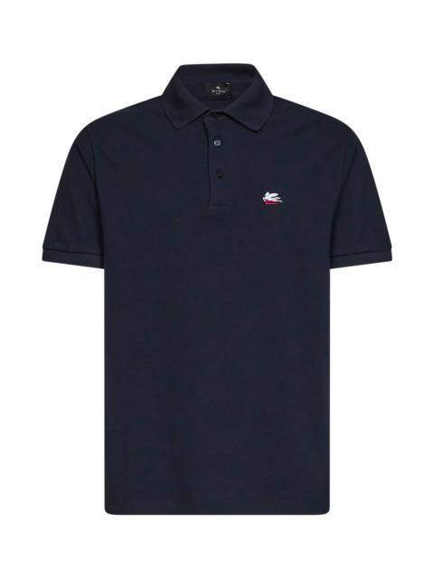 Etro Etro Men Navy Blue Cotton Piqué Pegaso-Embroidered Polo Shirt