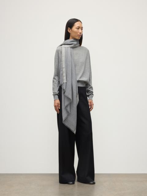 Johnstons of Elgin Ives Grey Chevron Border Cashmere Scarf