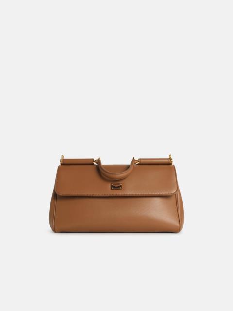 Dolce & Gabbana 'MY SICILY' CALF LEATHER 'PLONGÉ' CARAMEL HANDBAG