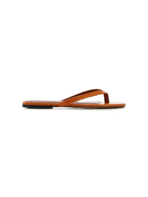 TOTEME Croco-Embossed Flip Flops orange