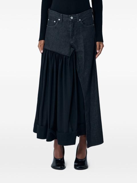 Yohji Yamamoto contrast-panel midi skirt