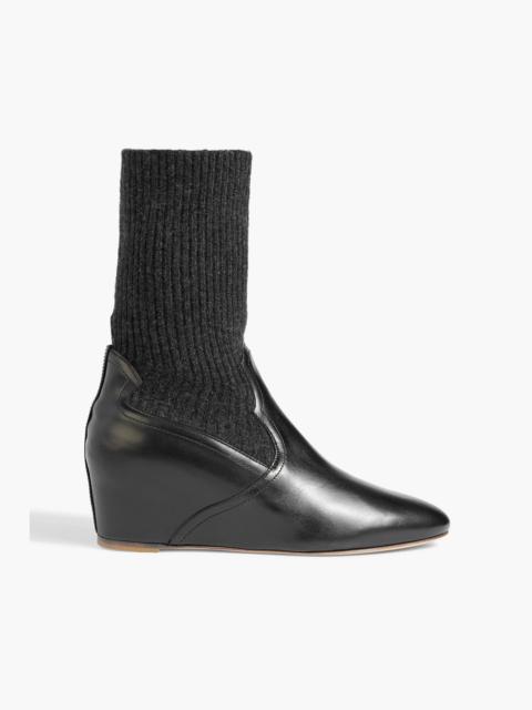 GABRIELA HEARST Abner leather and ribbed-knit wedge ankle boots