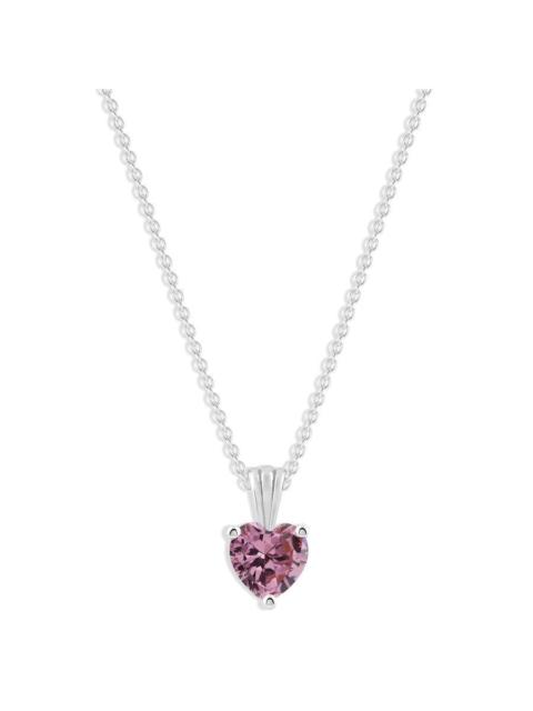 Other Designers DiamondMuse Belacqua Tourmaline October Birthstone Heart Pendant Necklace in Sterling Silver