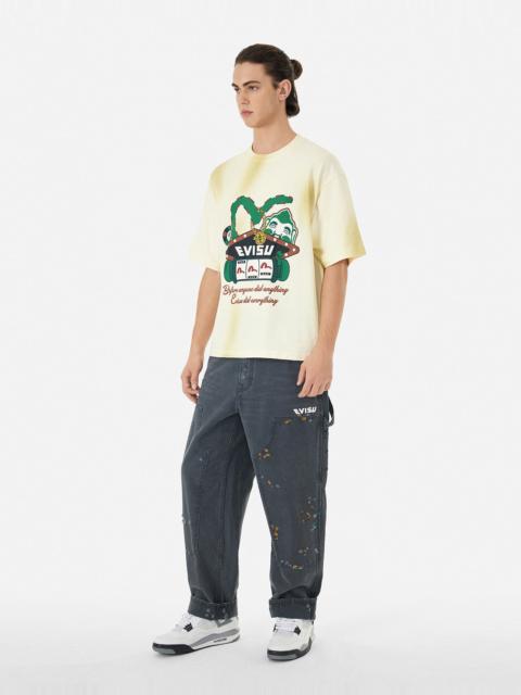 EVISU WASHED VIRTUAL VACATION PRINT RELAX FIT T-SHIRT