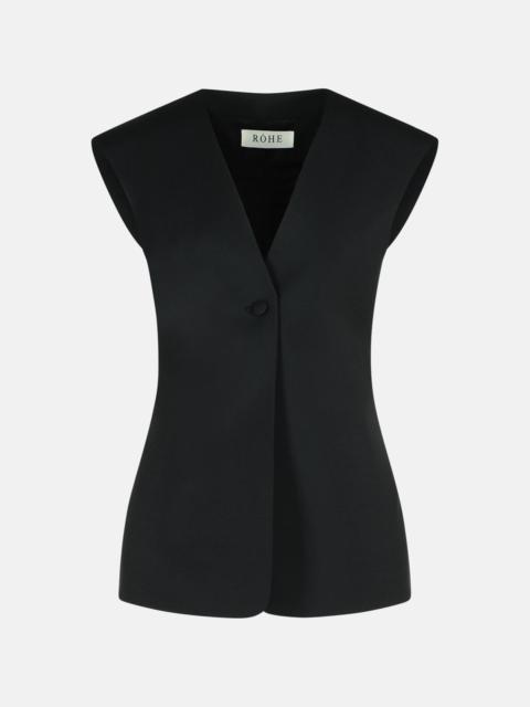 RÓHE SLEEVELESS BLOUSE IN BLACK VIRGIN WOOL BLEND