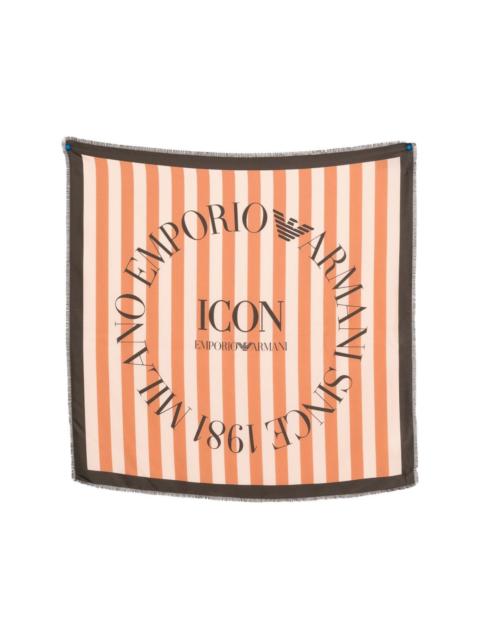 EMPORIO ARMANI Striped silk foulard