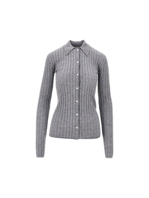 TOTEME Toteme Ribbed Cashmere and Silk Cardigan Grey