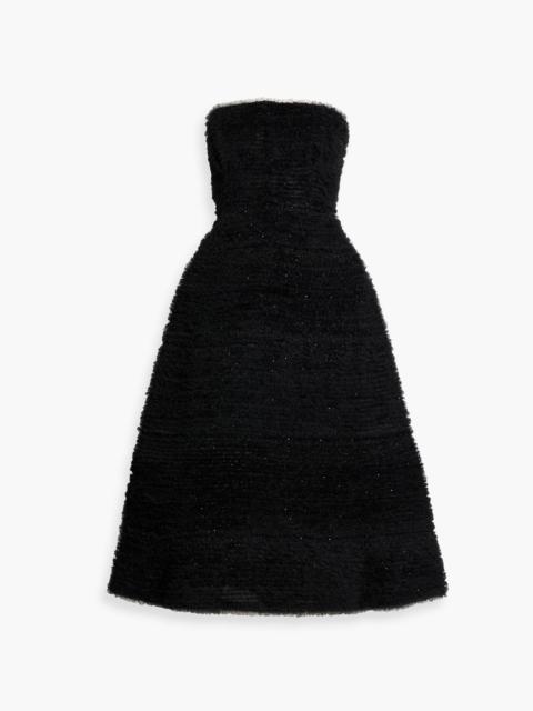 CAROLINA HERRERA Strapless bead-embellished ruffled tulle midi dress