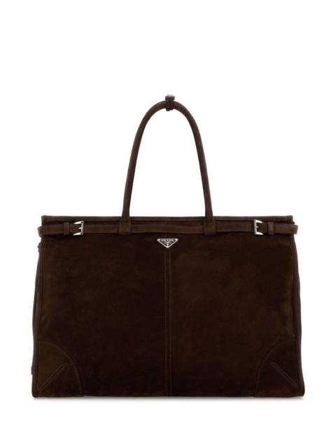 Prada Prada Men Dark Brown Suede Shopping Bag