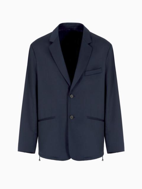 EMPORIO ARMANI SINGLE-BREASTED JACKET IN A LIGHTWEIGHT VIRGIN-WOOL BLEND TWILL