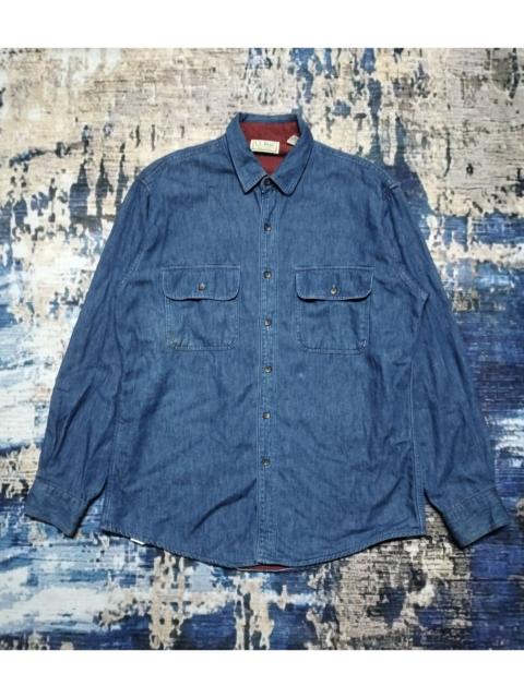 Other Designers L.L. Bean - Vtg LL Bean Flannel Lined Denim Shirt Mens USA Made Work 90s