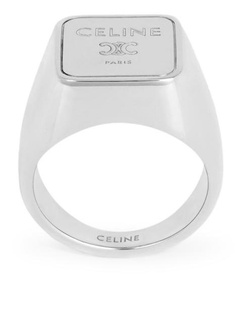 CELINE Celine Men Square Triomphe Chevalier Ring In Rhodium-Plated Brass
