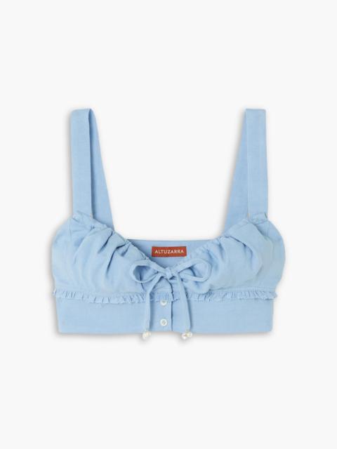 Altuzarra Bijou cropped ruffled linen-blend top