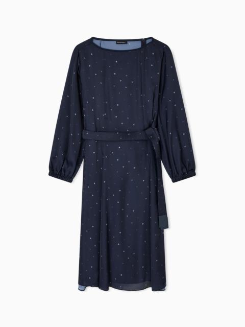 EMPORIO ARMANI POLKA-DOT PRINT SATIN DRESS WITH BELT