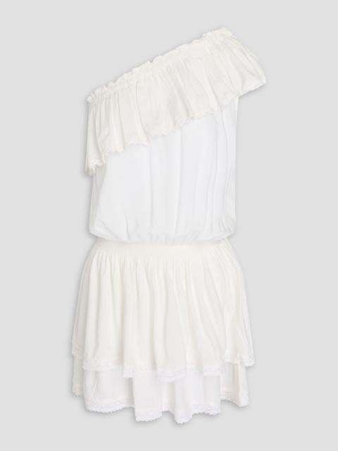 MELISSA ODABASH Debbie one-shoulder ruffled voile mini dress