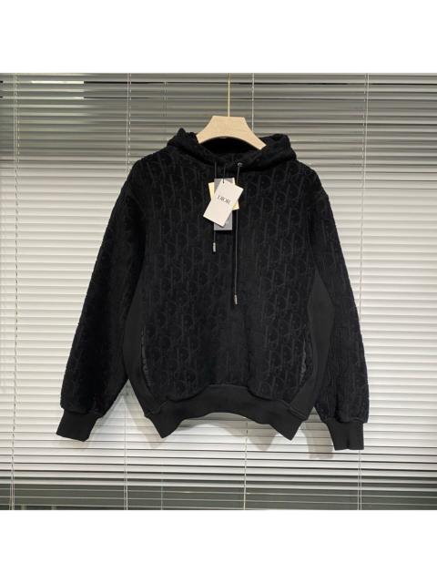 Dior Dior Hooded Oblique Jacquard Monogram All-Over Print Terry Logo Black Hoodie