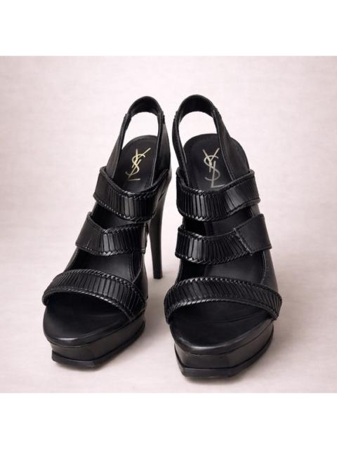SAINT LAURENT Yves Saint Laurent Black Strappy Platform Heels
