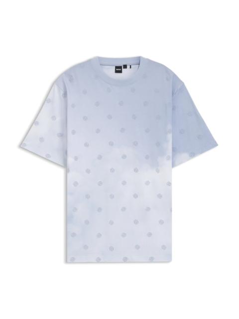 BOSS INTERLOCK-COTTON T-SHIRT WITH DOUBLE B MONOGRAMS