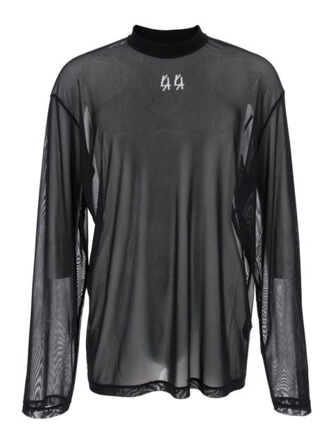 Other Designers 44 Label Group Men Black Turtleneck Sweater With Semi-Sheer Design In Mesh Man