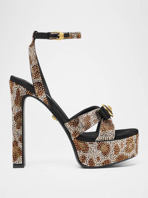 Gianni Leopard Strass Platform Sandals